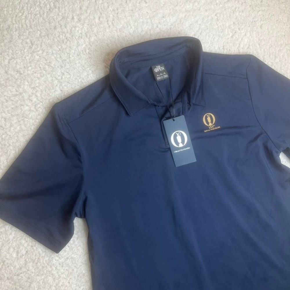 NWT The open 153rd royal port rush men's blue elevated polo stretch L